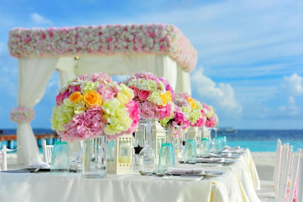 Flowers on wedding table