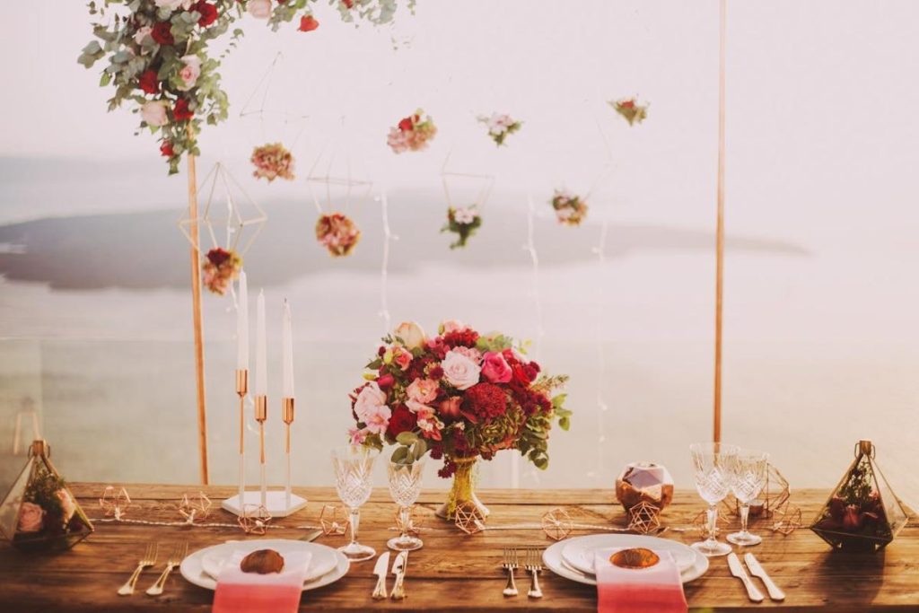 Flowers on a table with view