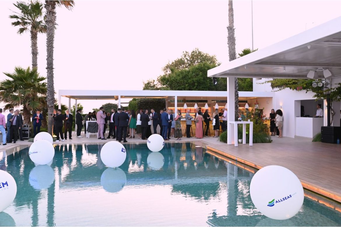 Snapshot from the Posidonia 2024 Celebration at Ktima 48 with guests enjoying the catering and cocktails.