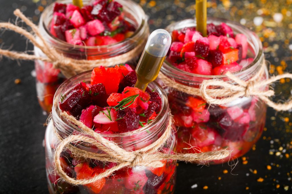 Vinaigrette,Salad,In,Glass,Can,For,Catering, Vegan